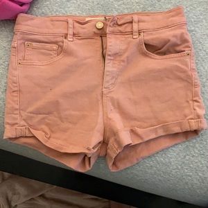Salmon coloured jean shorts